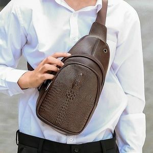 Crossbody Bag Gator Pattern Leather Bag Chest Bag